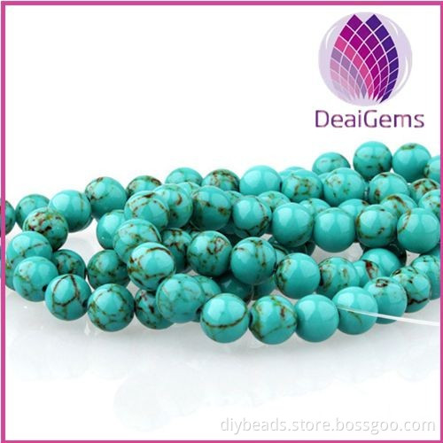 6mm high quality round turquoise loose beads